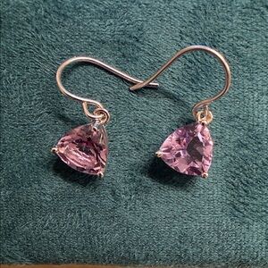 925 settling Pink Trillion-Cut Dangle Earrings - Elegant Women Jewelry